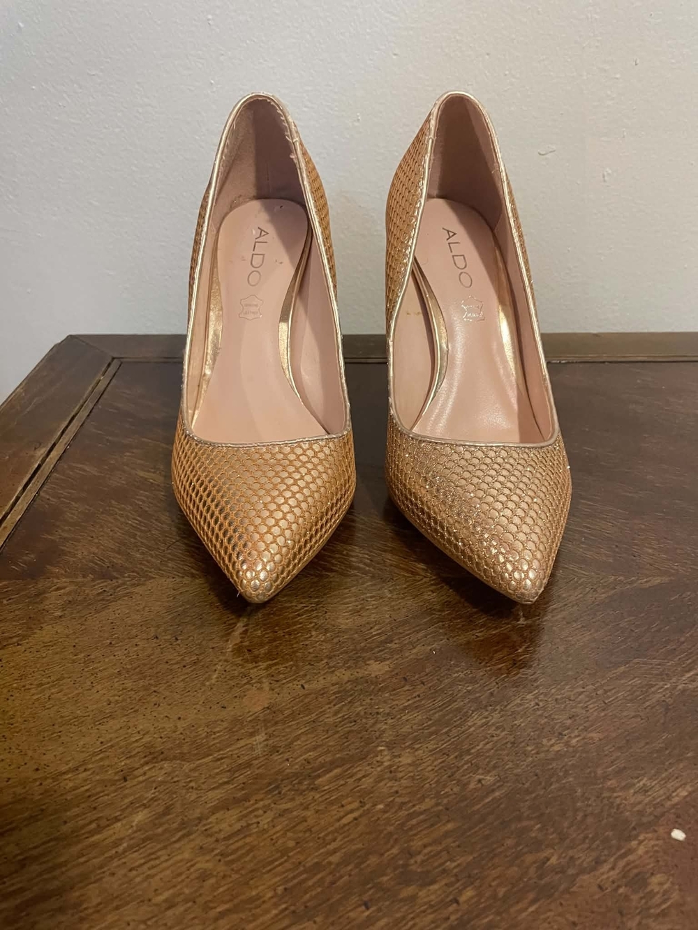 ALDO Women's Gold Textured Pointed-Toe Pumps